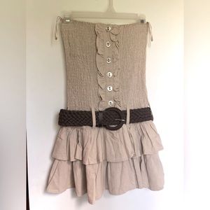 SEDUCTIONS | Summer Beige Tube Dress | With Belt | M